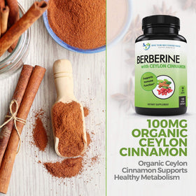 Berberine avec Cannelle de Ceylan sur une surface en bois