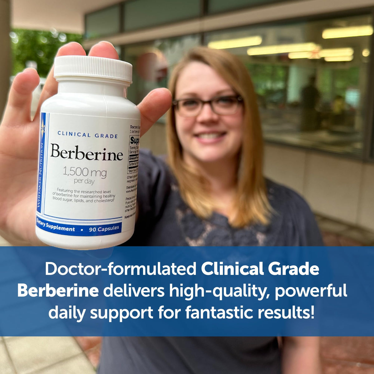Berbérine DR.WHITAKER 1 500 mg flacon ouvert avec capsules