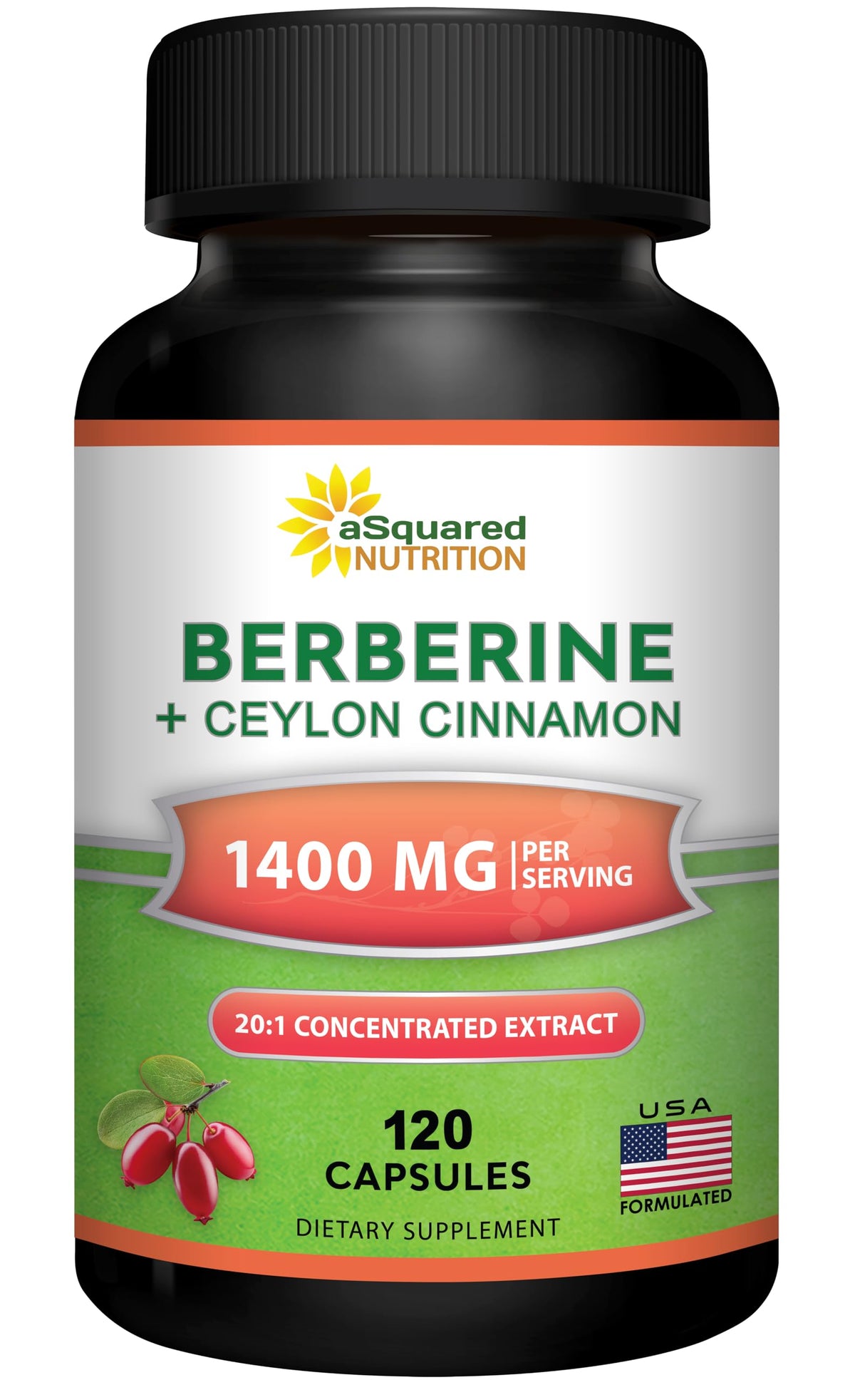 Berbérine et Cannelle de Ceylan aSquared Nutrition 120 capsules