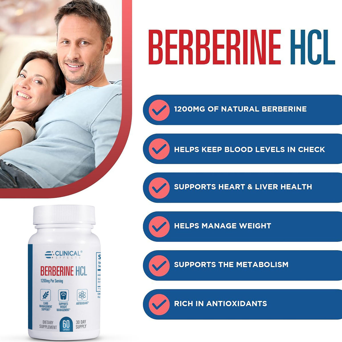 Berbérine HCL 1200mg Clinical Effects prise de capsules