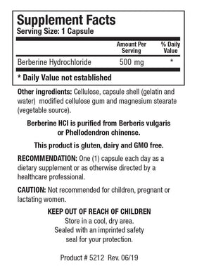 Berberine HCl 500mg BIOTICS RESEARCH - Vue de côté du flacon