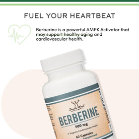 Berberine HCl 500mg Double Wood Supplements, vue de dos de l'emballage