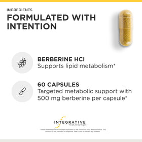 Berberine Integrative Therapeutics 1000 mg capsules à côté d'un verre d'eau