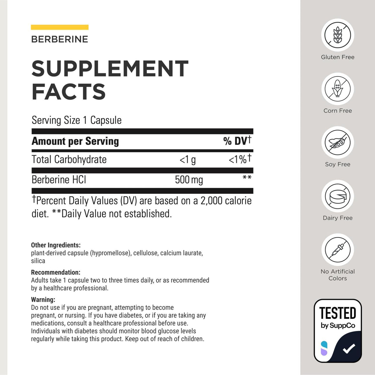 Berberine Integrative Therapeutics 1000 mg emballage arrière