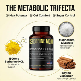 Berberine Mojo comprimés de 1500mg avec cannelle de Ceylan