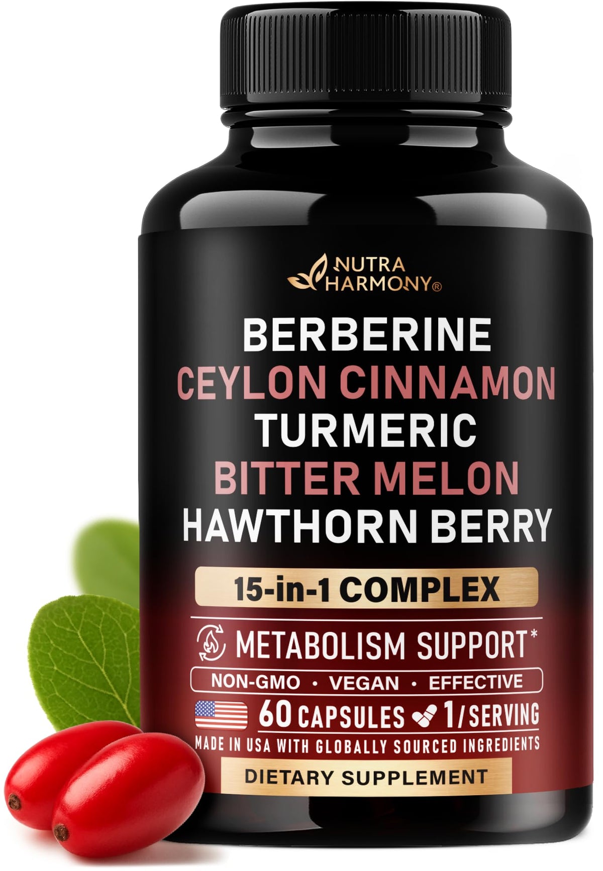 Berberine NUTRAHARMONY 60 capsules avec Cannelle de Ceylan et Karela