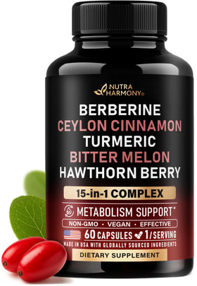 Berberine NUTRAHARMONY 60 capsules avec Cannelle de Ceylan et Karela