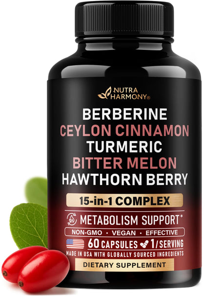 Berberine NUTRAHARMONY 60 capsules avec Cannelle de Ceylan et Karela