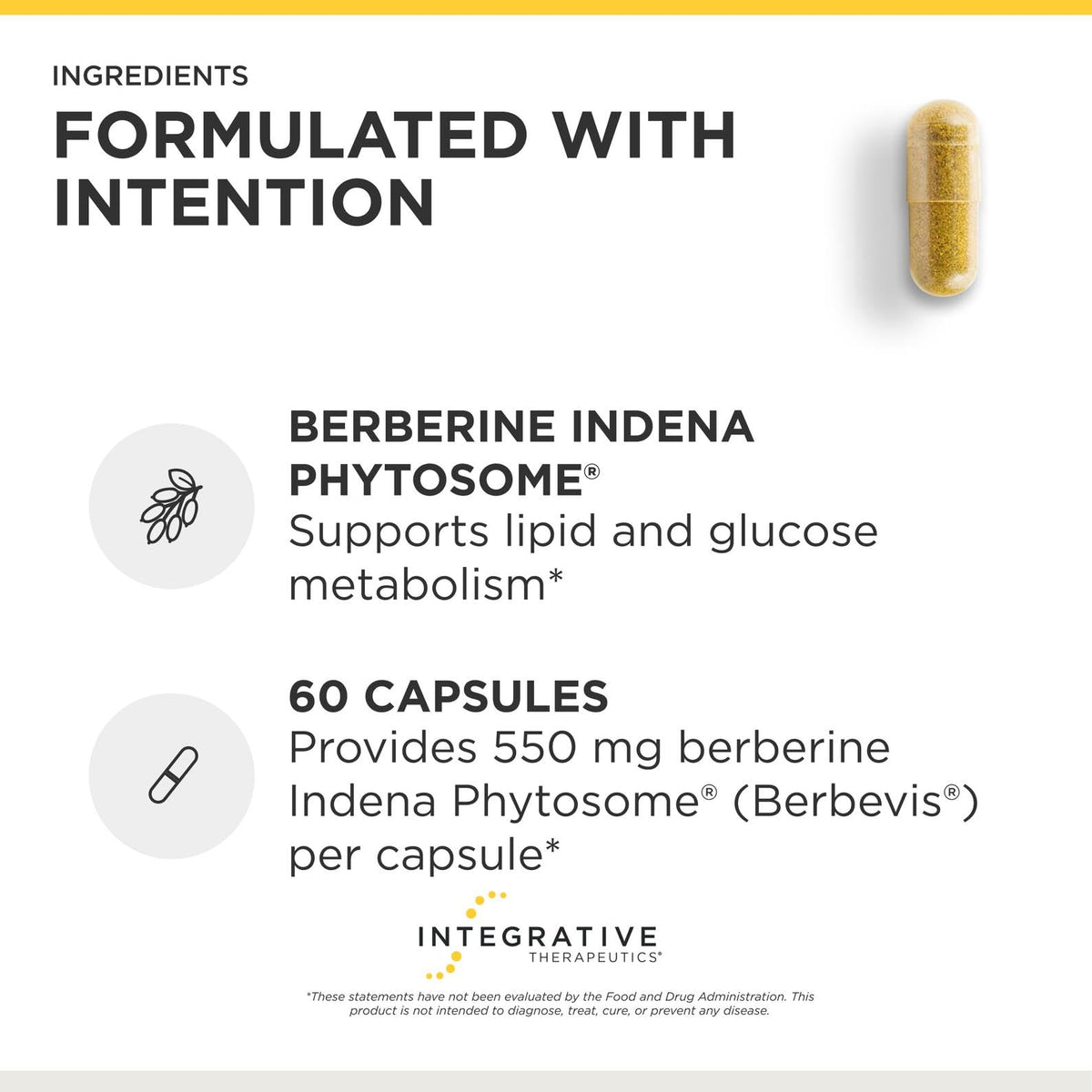 Berberine Phytomax capsules à côté d'un verre d'eau