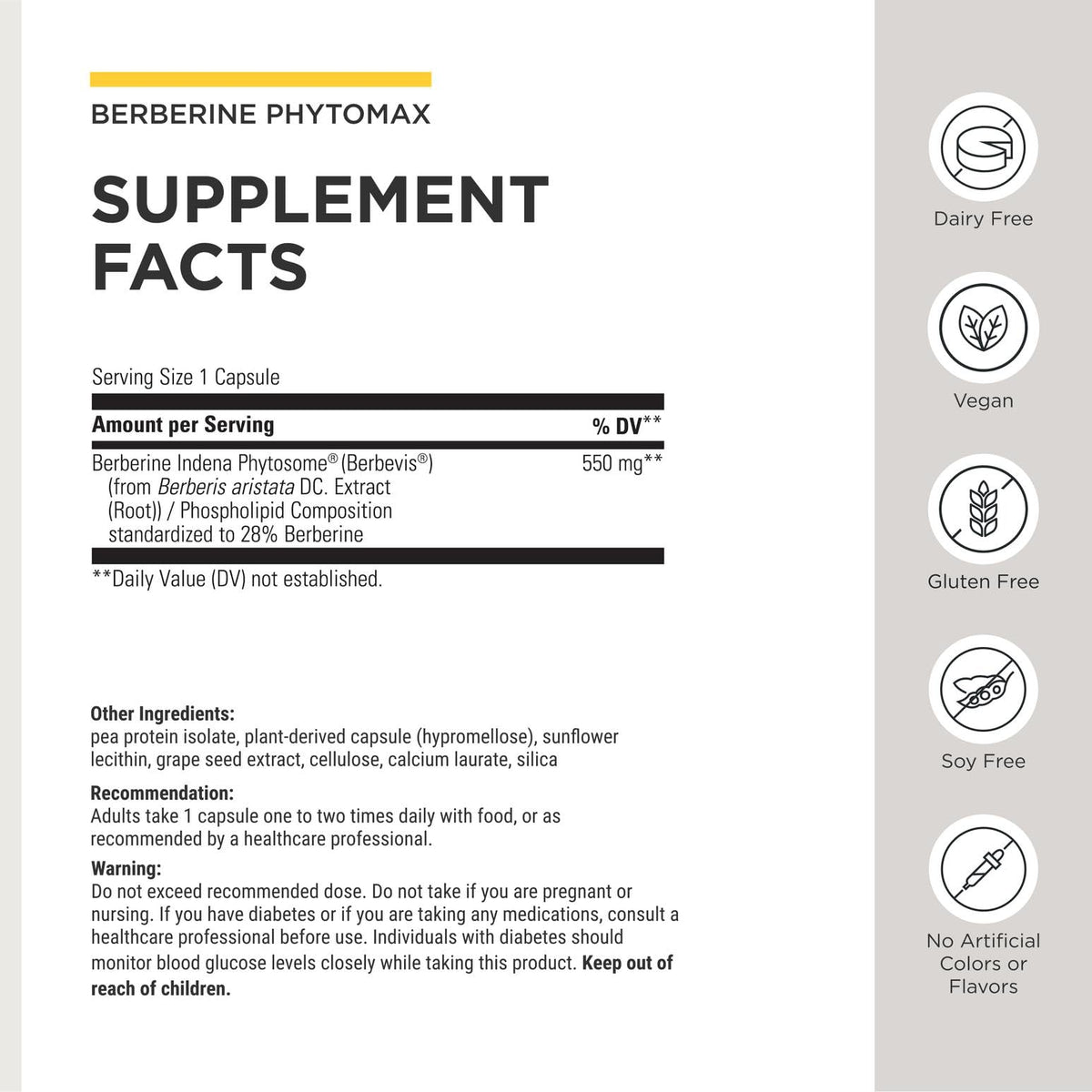 Berberine Phytomax capsules sur fond blanc