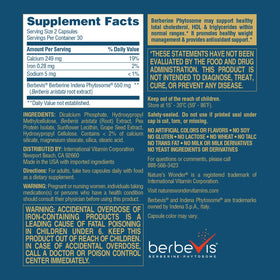 Berberine Phytosome 550 mg Nature's Wonder avec une main tenant le flacon