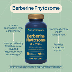 Berberine Phytosome 550 mg Nature's Wonder sur fond neutre