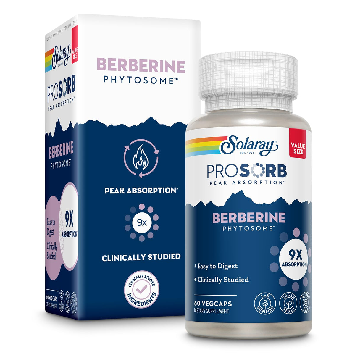 Berberine Phytosome SOLARAY 550 mg 60 VegCaps - vue avant