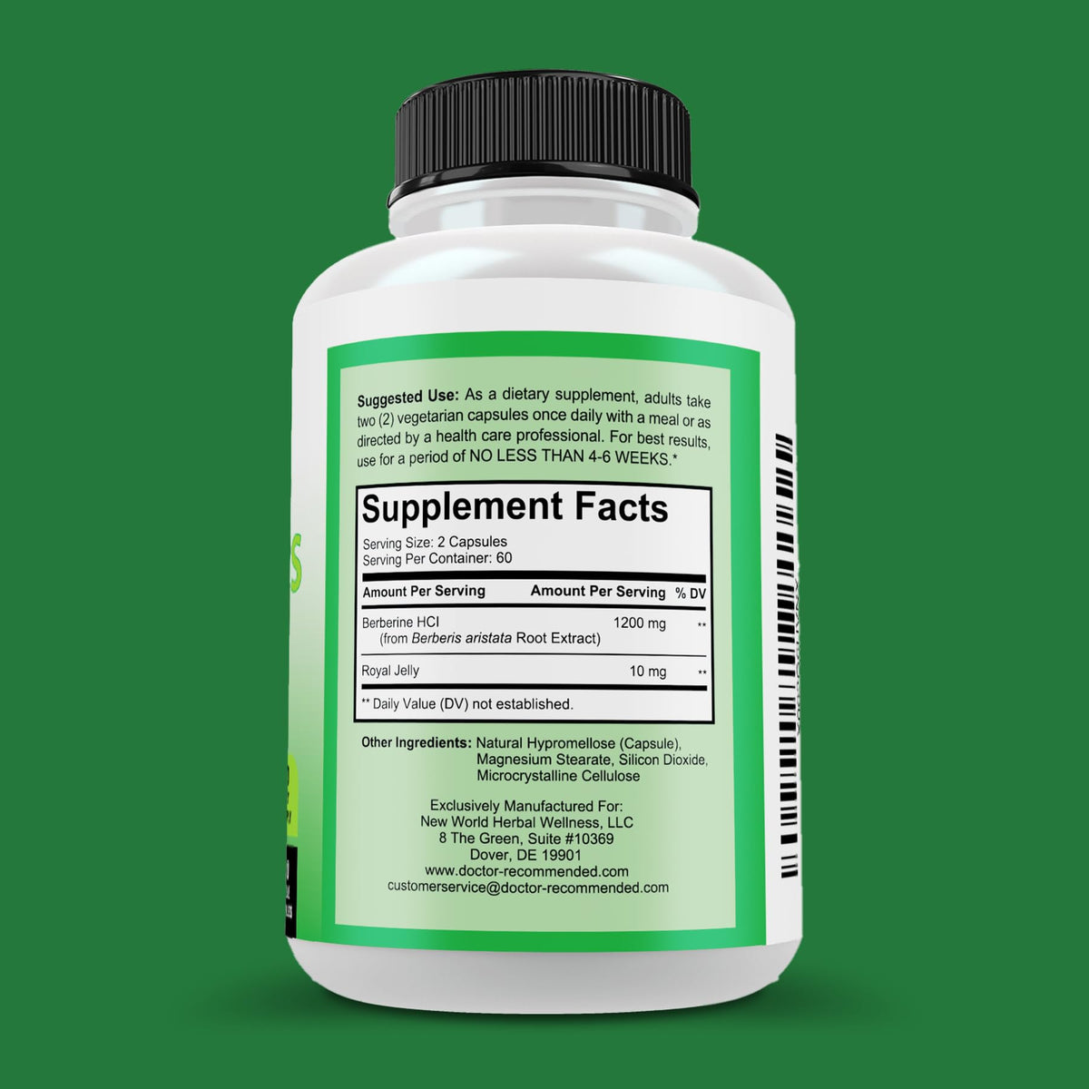 Berberine Plus 1200mg bottle side view