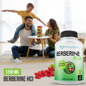 Berberine Plus 1200mg capsules in a bowl