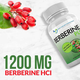 Berberine Plus 1200mg capsules sur fond blanc