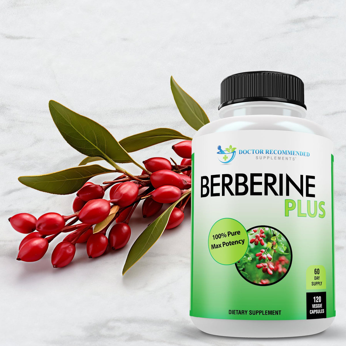 Berberine Plus 1200mg capsules with measuring spoon
