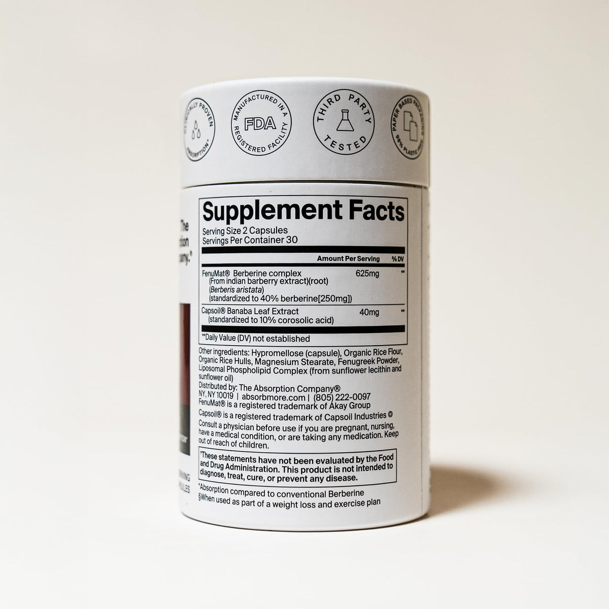 Berberine The Absorption Company capsules avec d'autres compléments
