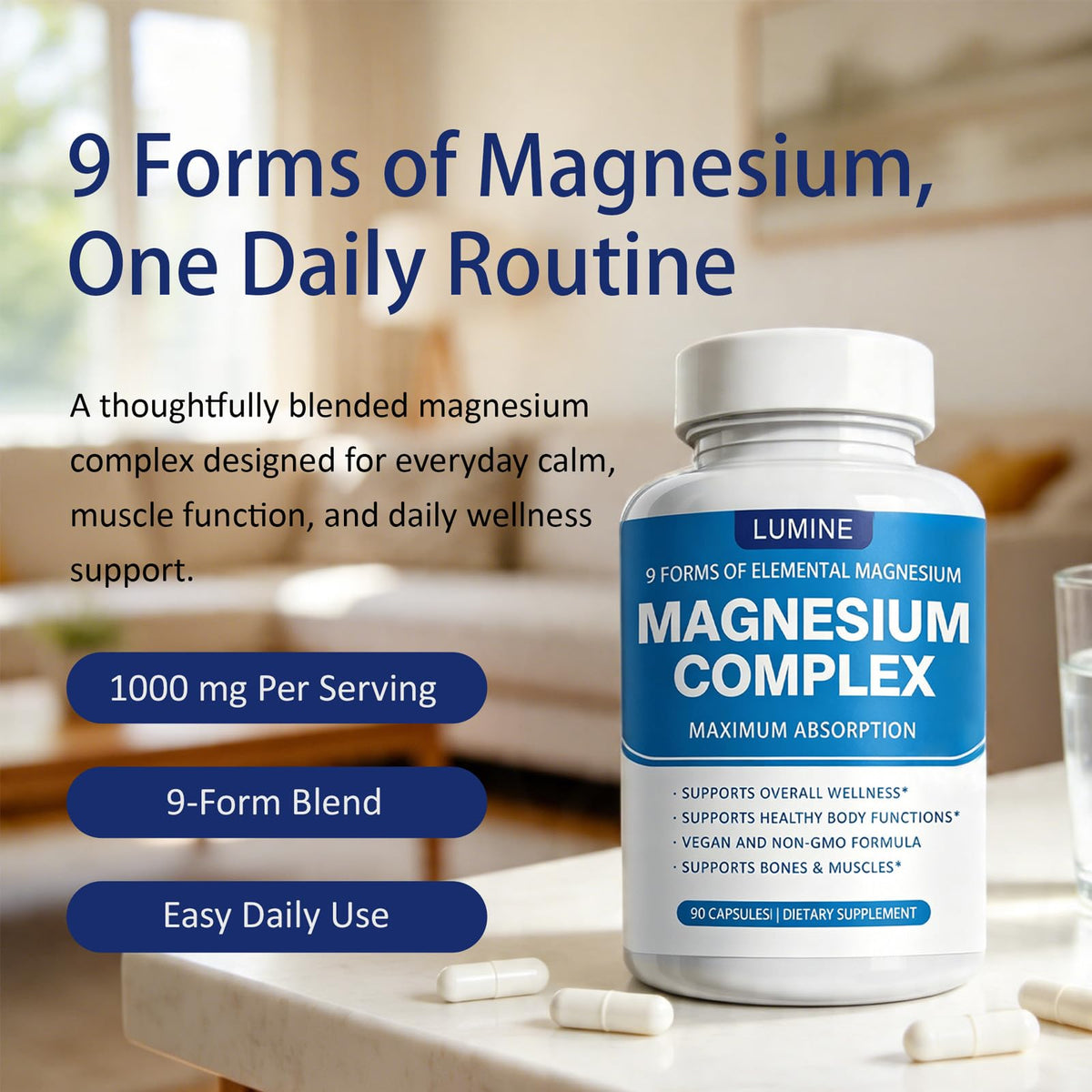 Berbino Complément Alimentaire Magnésium 1000 mg, 90 Capsules - emballage