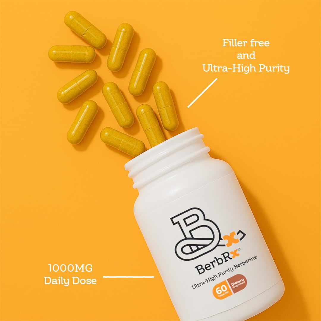 BerbRx Berbérine HCl 1000mg capsules végétales avec étiquette en gros plan