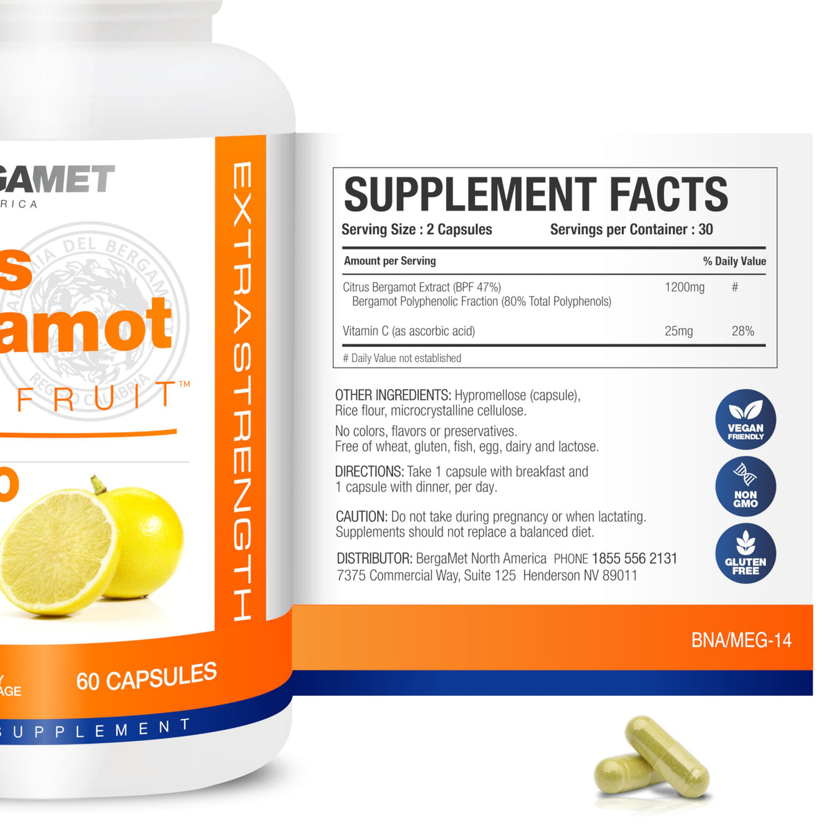 BergaMet Citrus Bergamot 180 capsules emballage