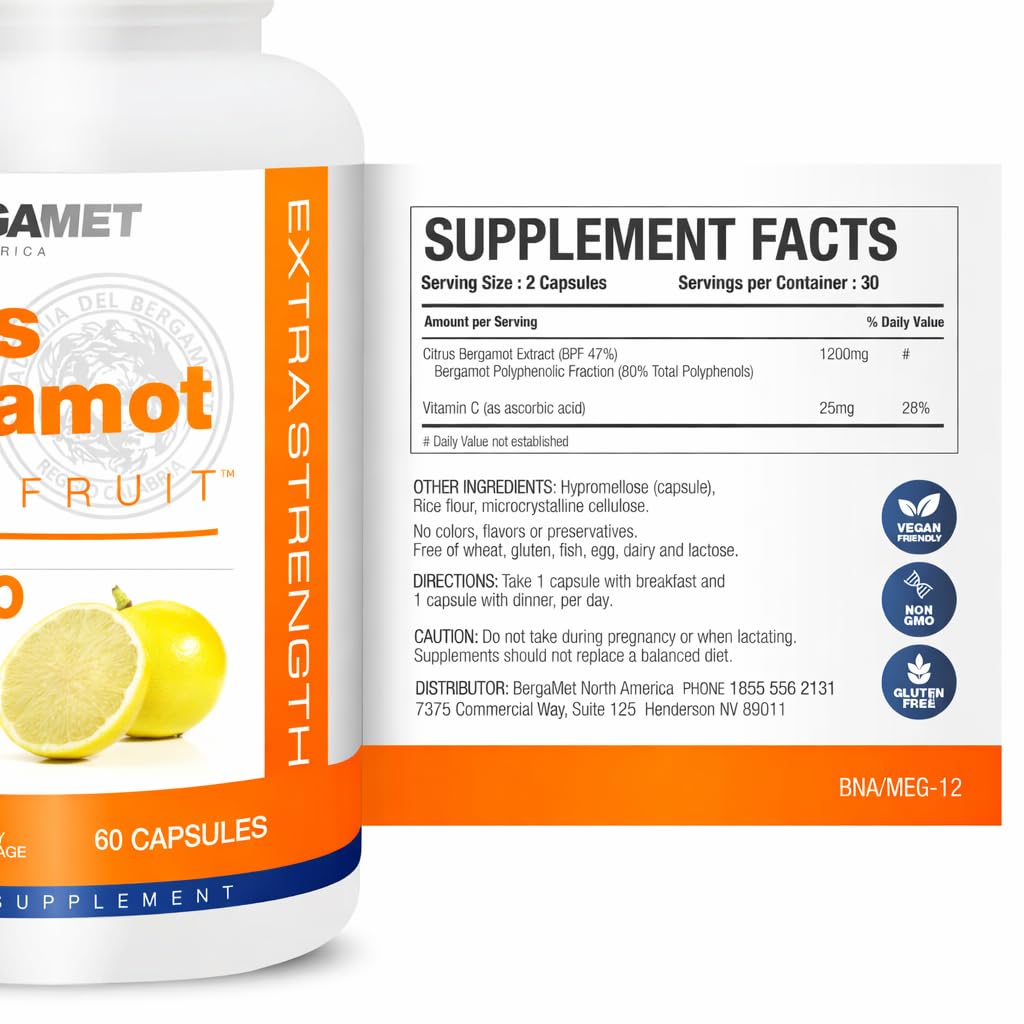 BergaMet Citrus Bergamot étiquette et informations nutritionnelles