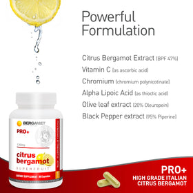 BergaMet Citrus Bergamot PRO+ 675mg gélules sur une table