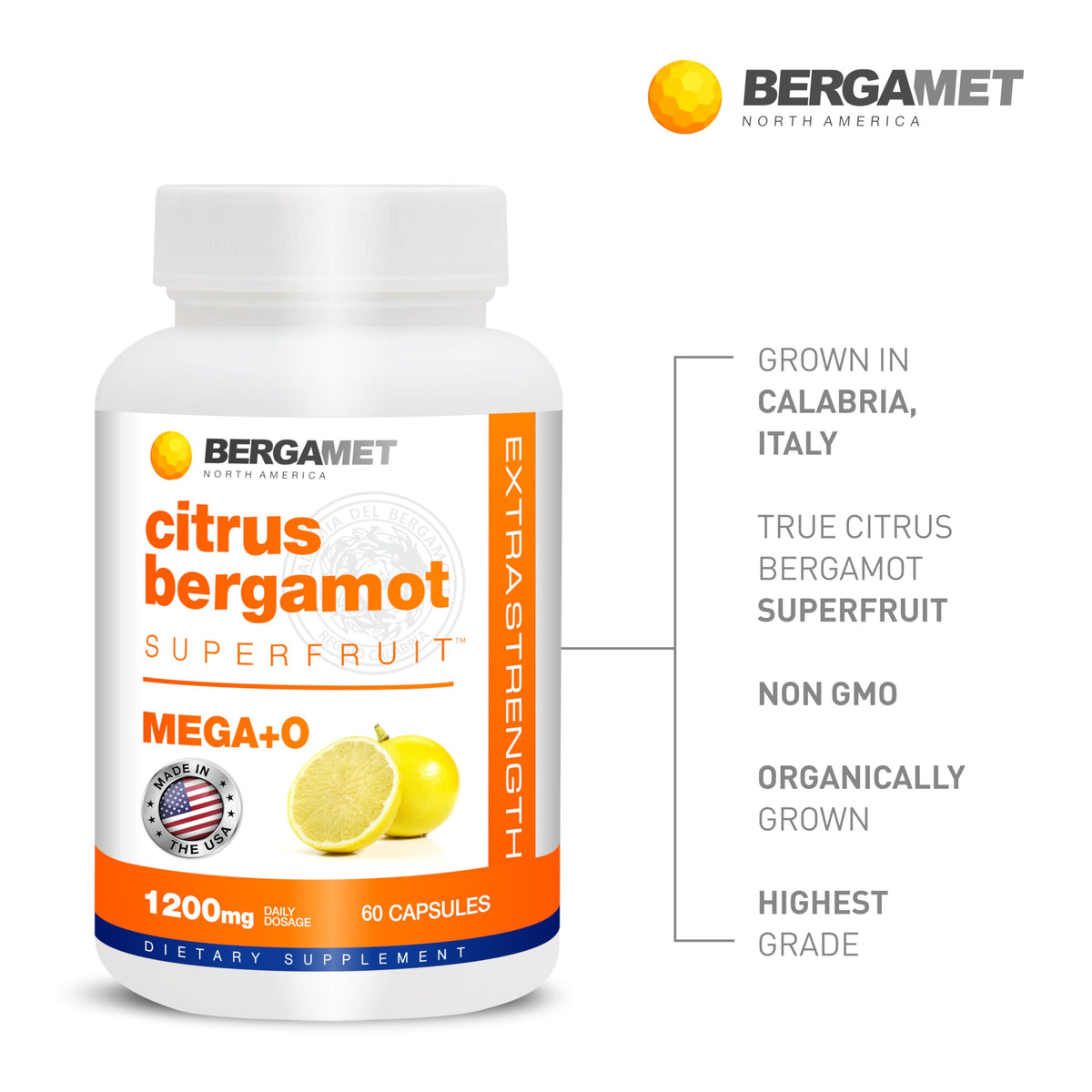 BergaMet Complément Alimentaire Bergamote Citrine 1200mg dosage