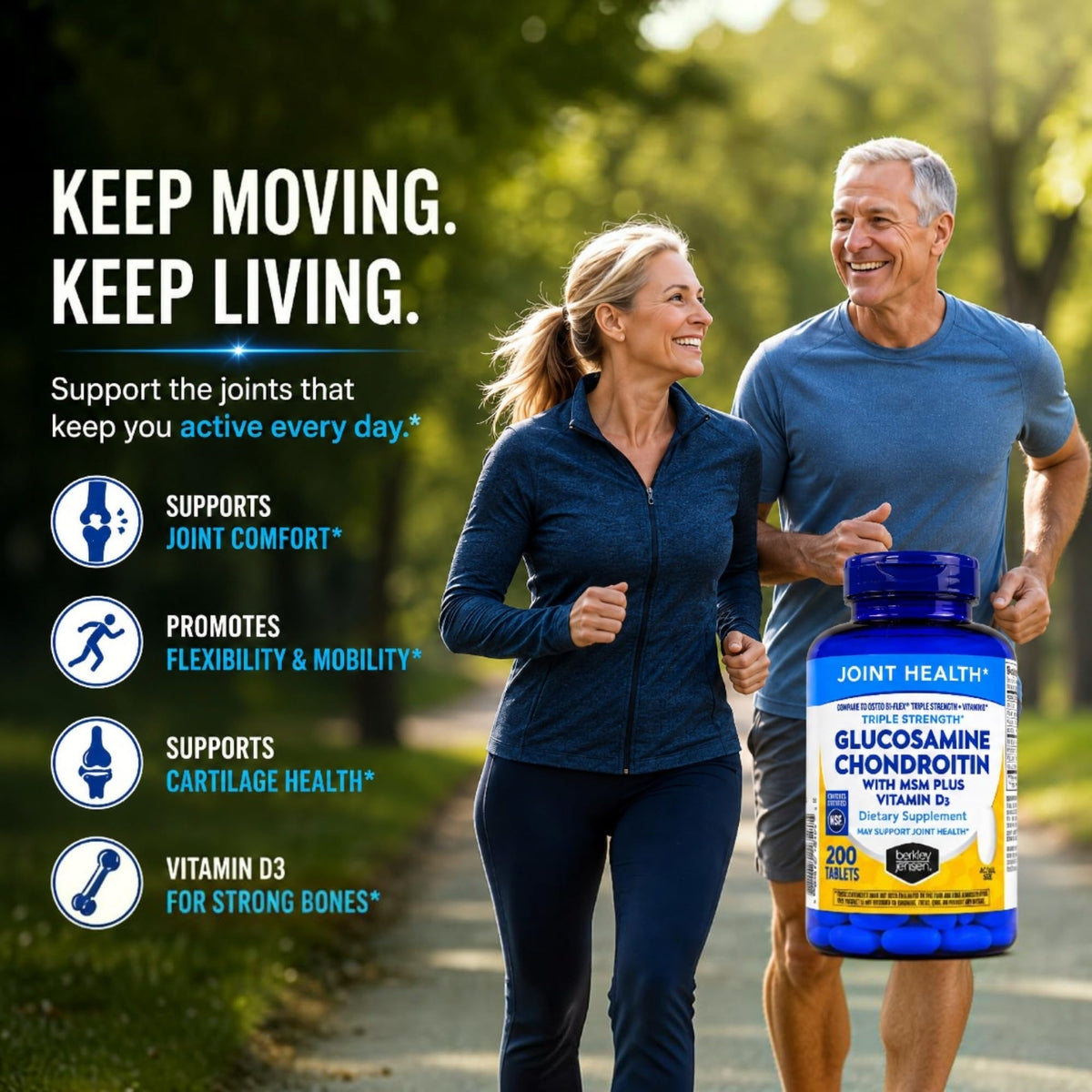 Berkley Jensen comprimés glucosamine chondroïtine sur une table
