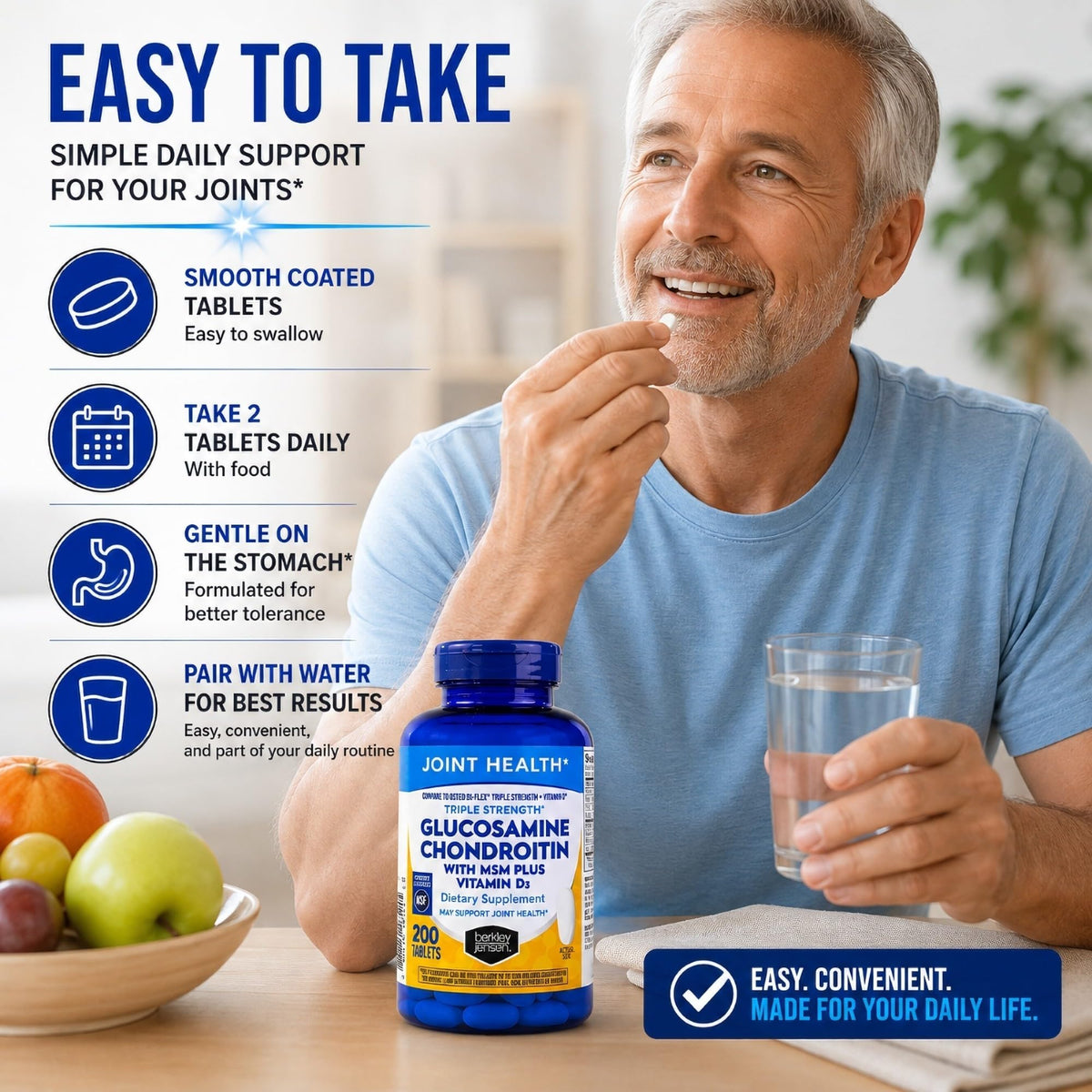 Berkley Jensen glucosamine et chondroïtine comprimés au soleil