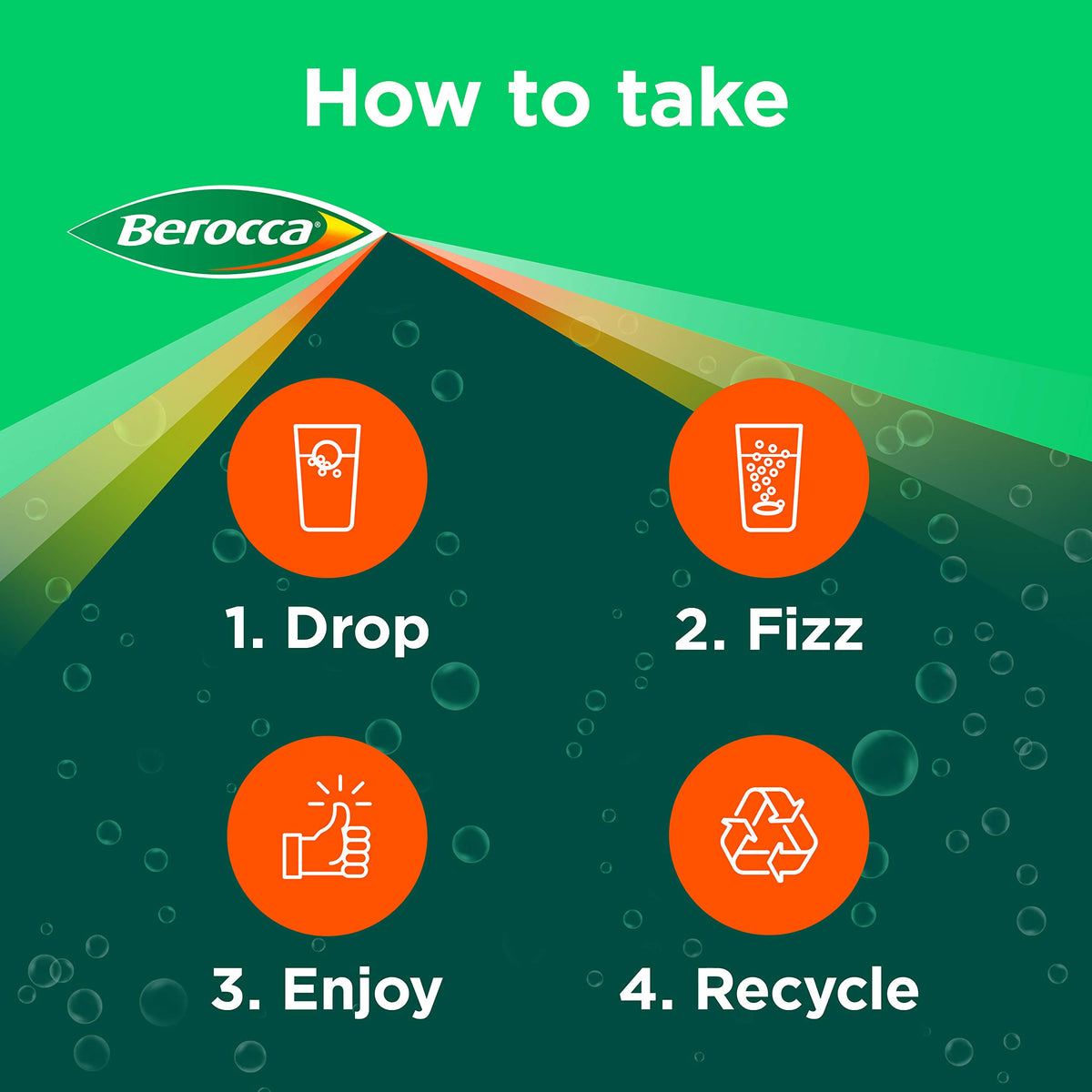 Berocca comprimé effervescent dissous dans un verre d'eau