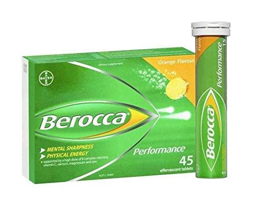 Berocca Comprimés Effervescents Orange, comprimés effervescents dans un verre d'eau