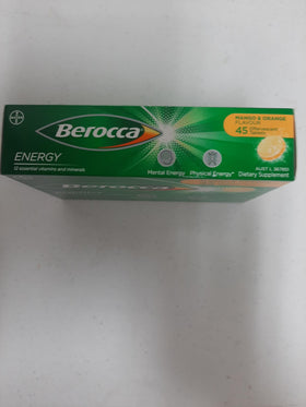 Berocca Effervescent 45 Comprimés Saveur Mangue & Orange vue de côté