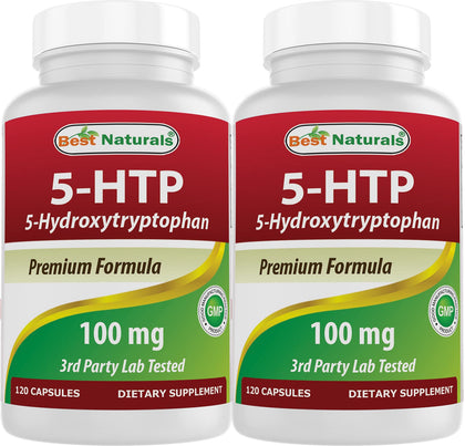 Best Naturals 5-HTP 100 mg 120 Capsules vue de face
