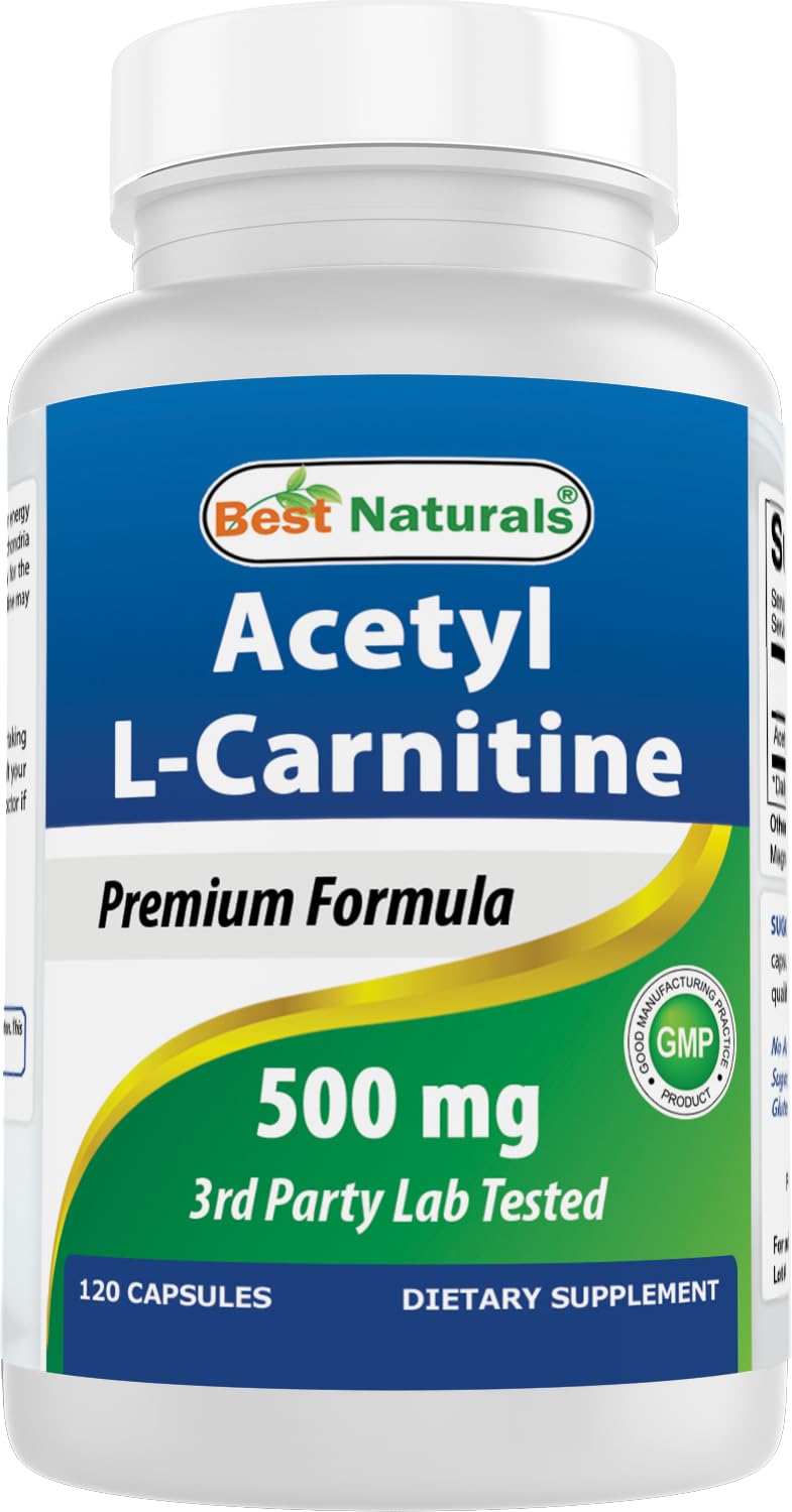 Best Naturals Acetyl L-Carnitine 500mg 120 Capsules vue de face