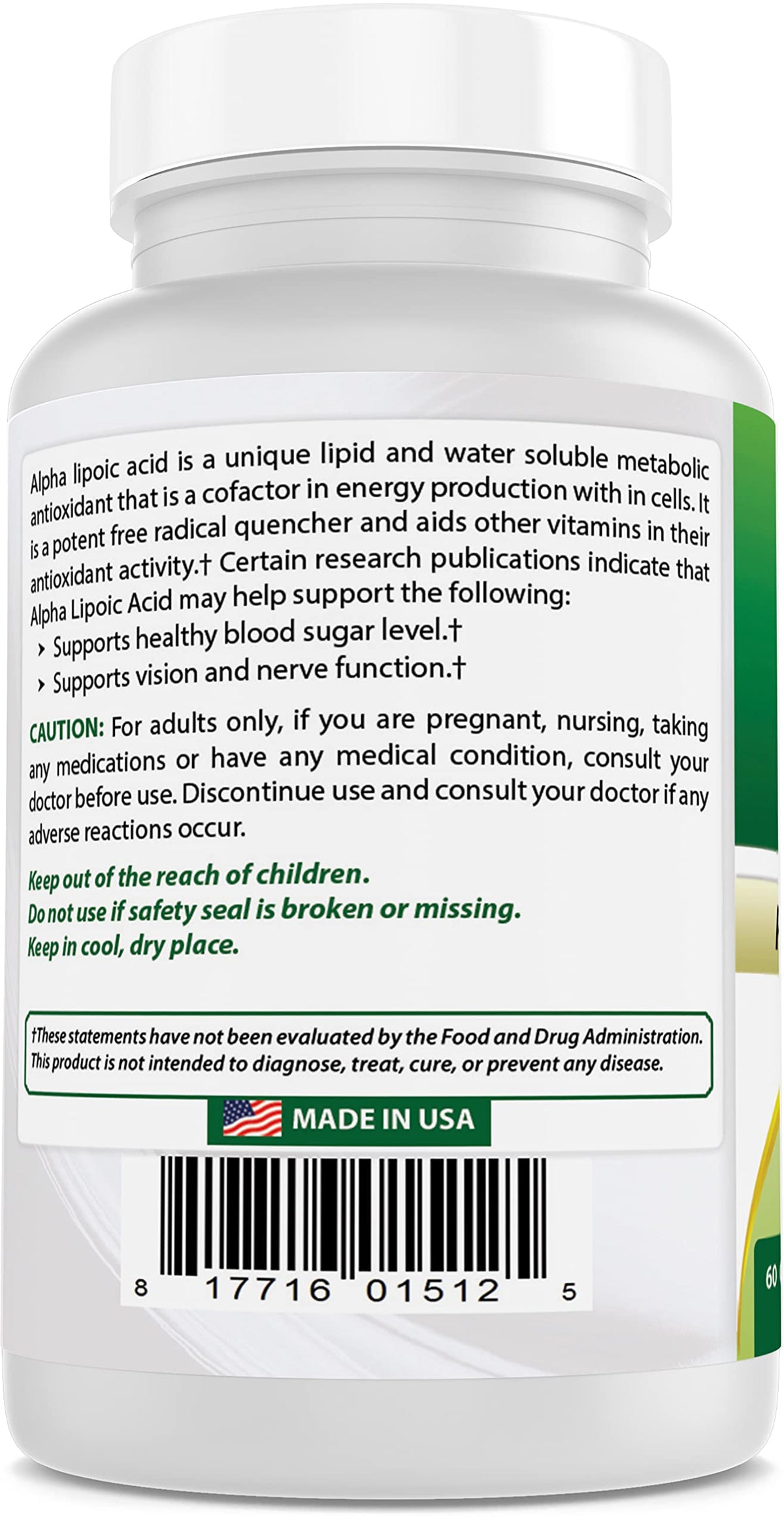 Best Naturals Acide Alpha Lipoïque 600 mg 60 capsules ouvertes