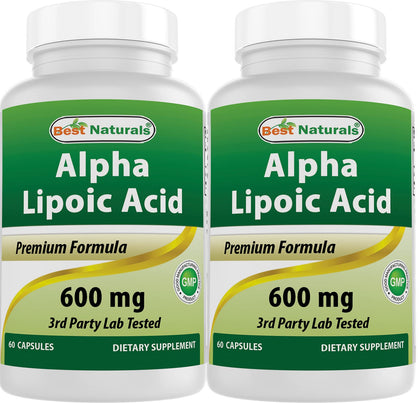 Best Naturals Acide Alpha Lipoïque 600 mg 60 capsules vue de face