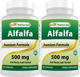 Best Naturals Alfalfa 500 mg 180 capsules vue de face