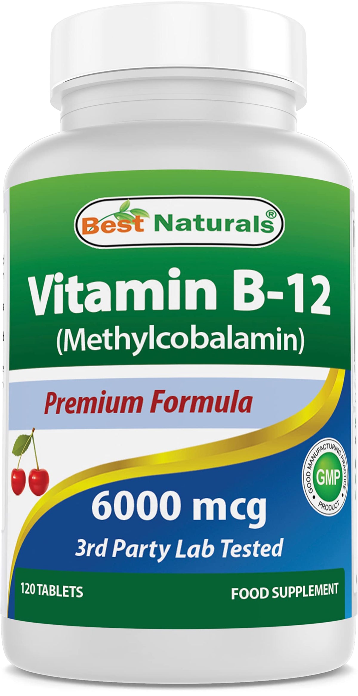 Best Naturals B12 6000 mcg 120 comprimés, vue de face