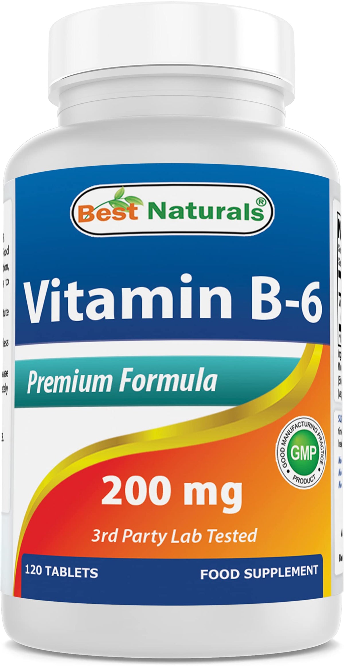 Best Naturals B6 200 mg 120 comprimés vue de face