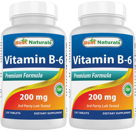 Best Naturals B6 200mg 120 comprimés vue de face