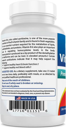 Best Naturals B6 50 mg 250 comprimés ingrédients