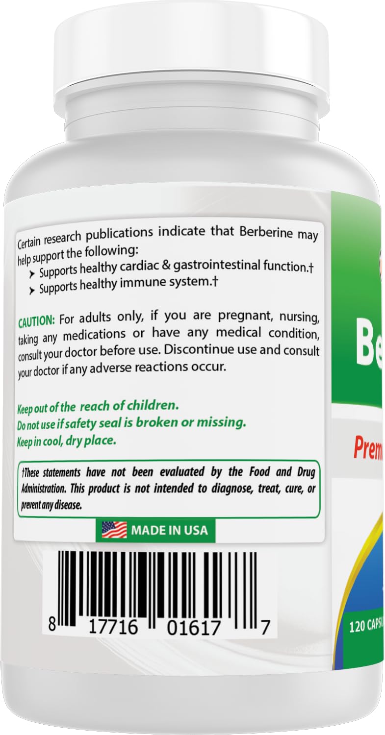 Best Naturals Berbérine 500mg 120 capsules avec d'autres compléments alimentaires