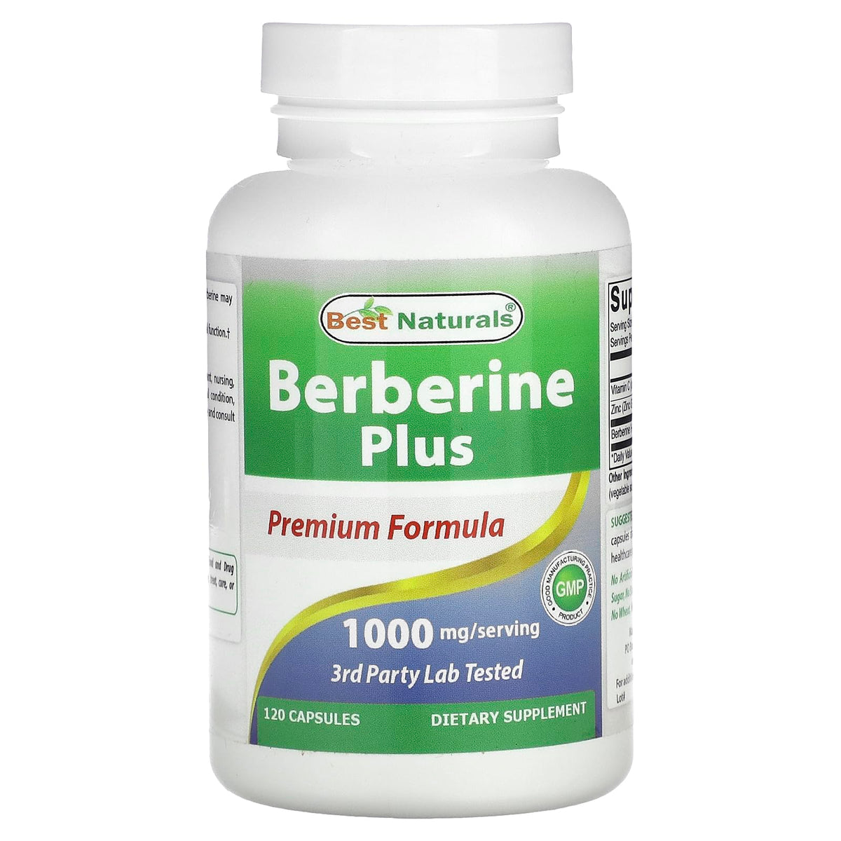 Best Naturals Berberine Plus 1000mg 120 capsules vue de face