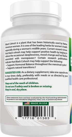 Best Naturals Black Cohosh 540 mg 120 Capsules avec autres produits