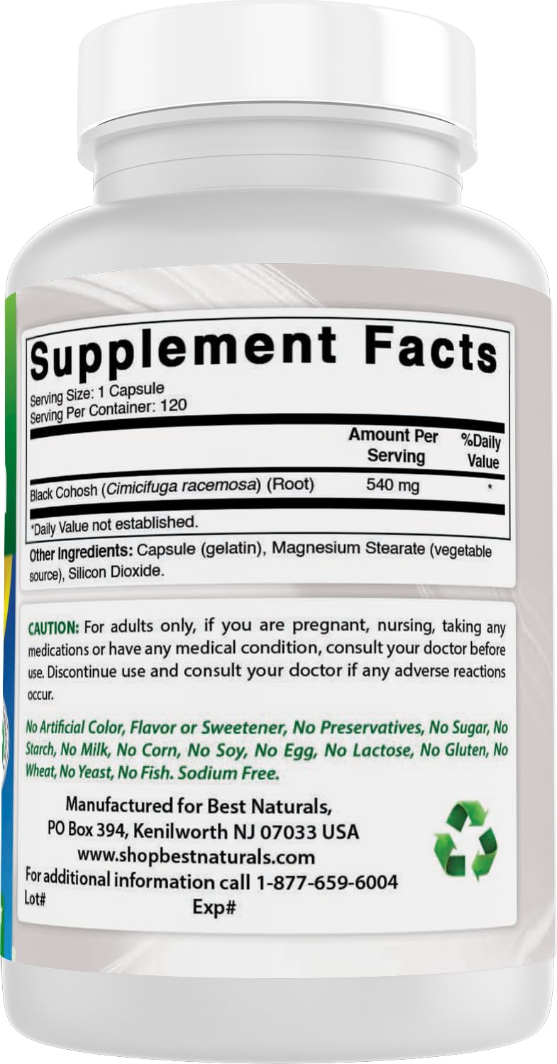 Best Naturals Black Cohosh 540 mg 120 Capsules dos