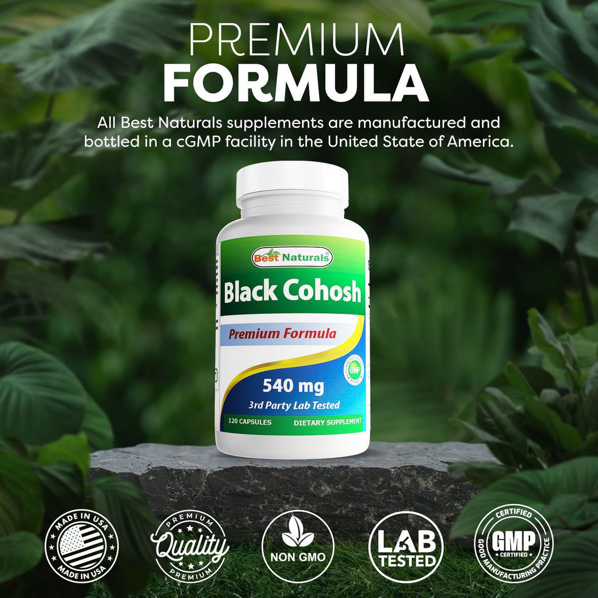 Best Naturals Black Cohosh 540 mg 120 Capsules sur une table