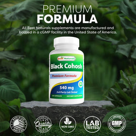 Best Naturals Black Cohosh 540 mg 120 Capsules sur une table