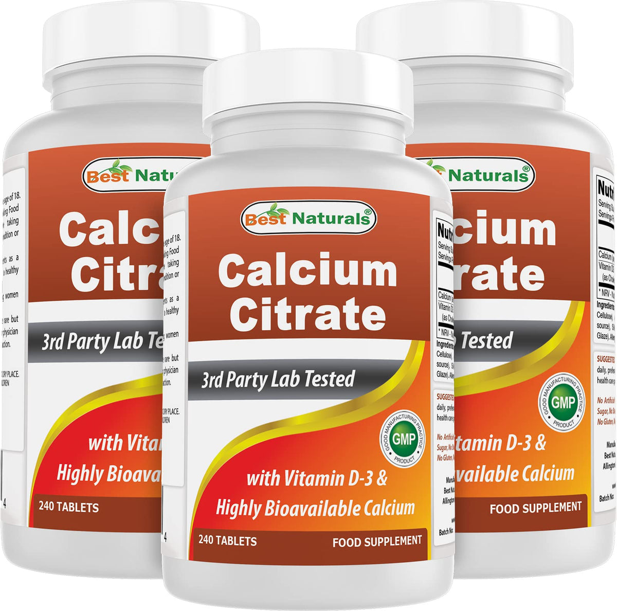Best Naturals Calcium Citrate 240 Tablettes vue avant