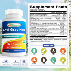Best Naturals Complément Alimentaire Anti Cheveux Grisonnants bouteille ouverte